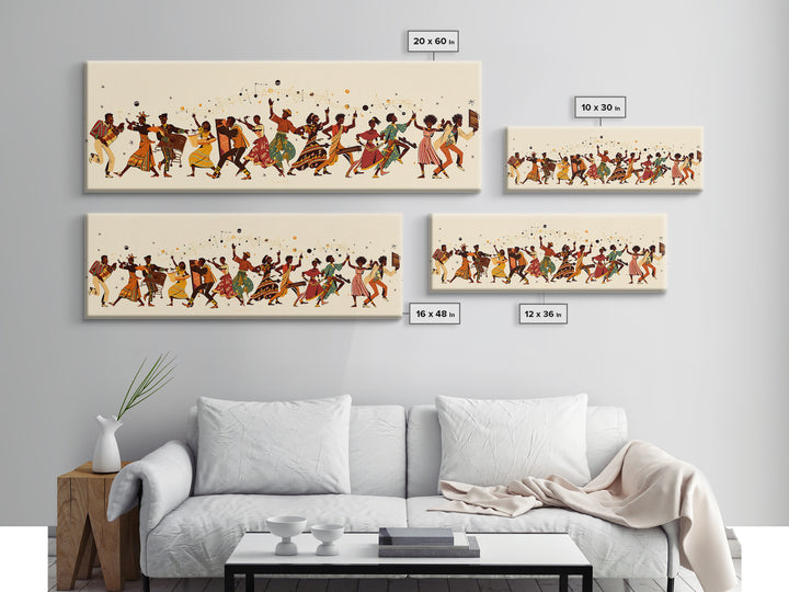 Joyful African Celebration Dancers Canvas Print, Afrocentric Wall Art, Black Women Art, Cultural Home Decor, Festive Gift