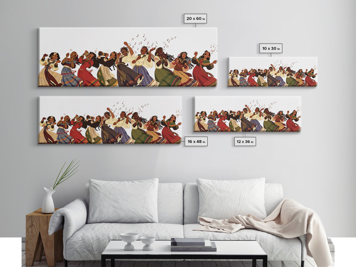 Joyful African Women Dancing And Singing In Colorful Dresses Wall Art, Cultural Canvas Print, Afrocentric Home Decor Gift