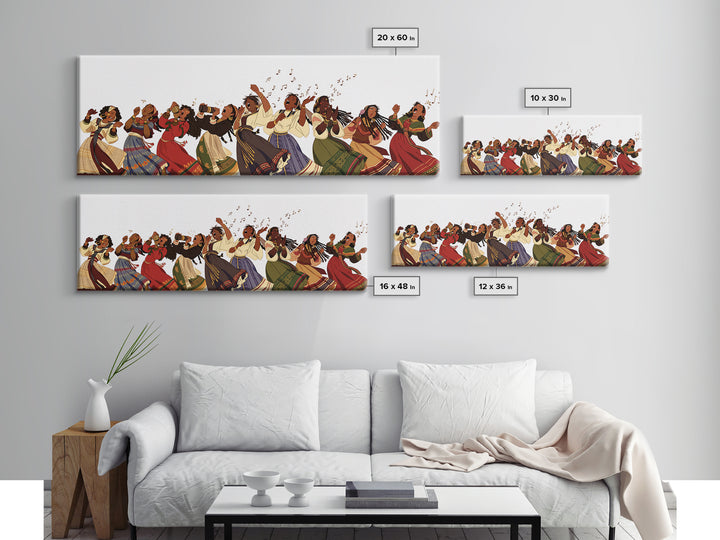 Joyful African Women Dancing And Singing In Colorful Dresses Wall Art, Cultural Canvas Print, Afrocentric Home Decor Gift