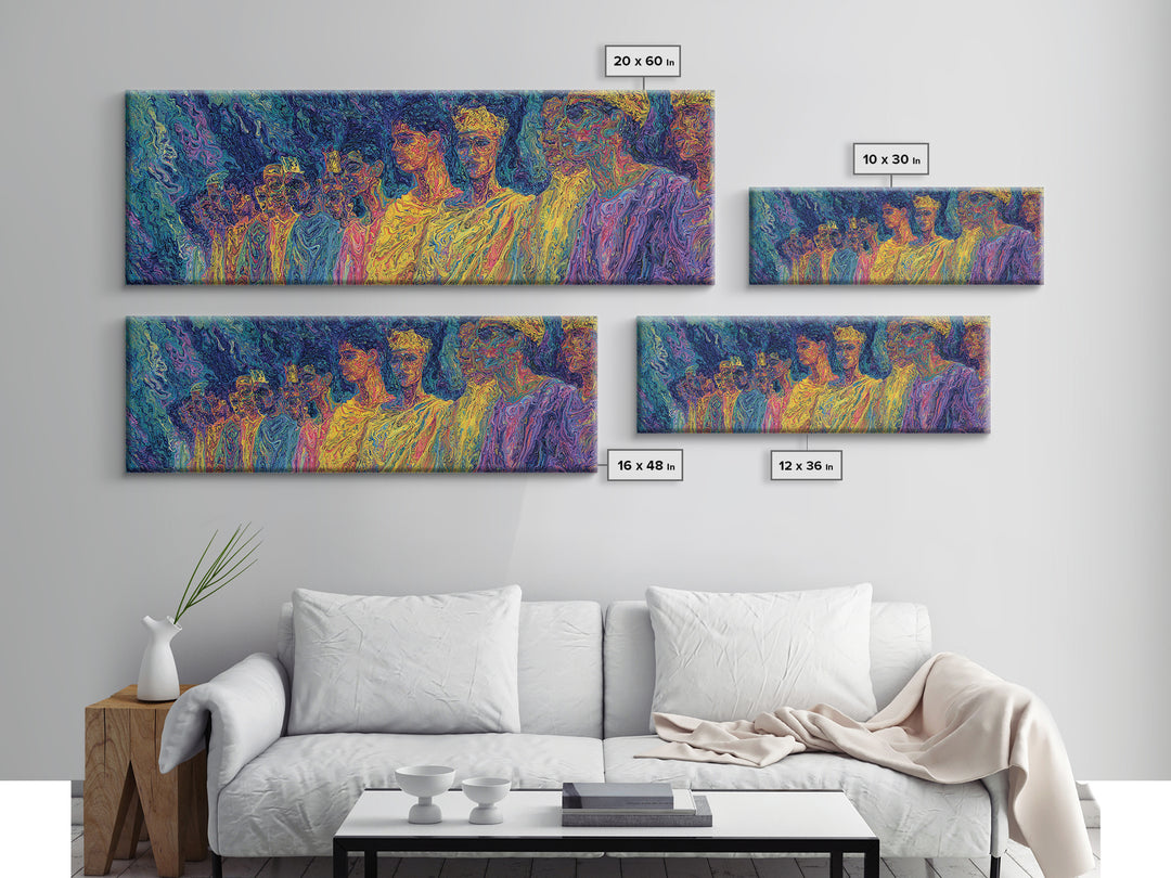 Neon African Figures In Psychedelic Textured Color Canvas Print, Abstract Wall Art, Modern Afrocentric Statement Decor Gift