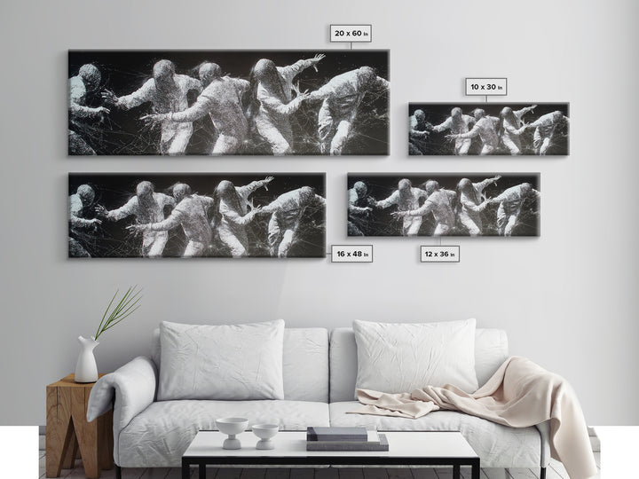 Black And White African Dancers In Dynamic Motion Wall Art, Abstract Canvas Print, Modern Cultural Statement Home Decor Gift