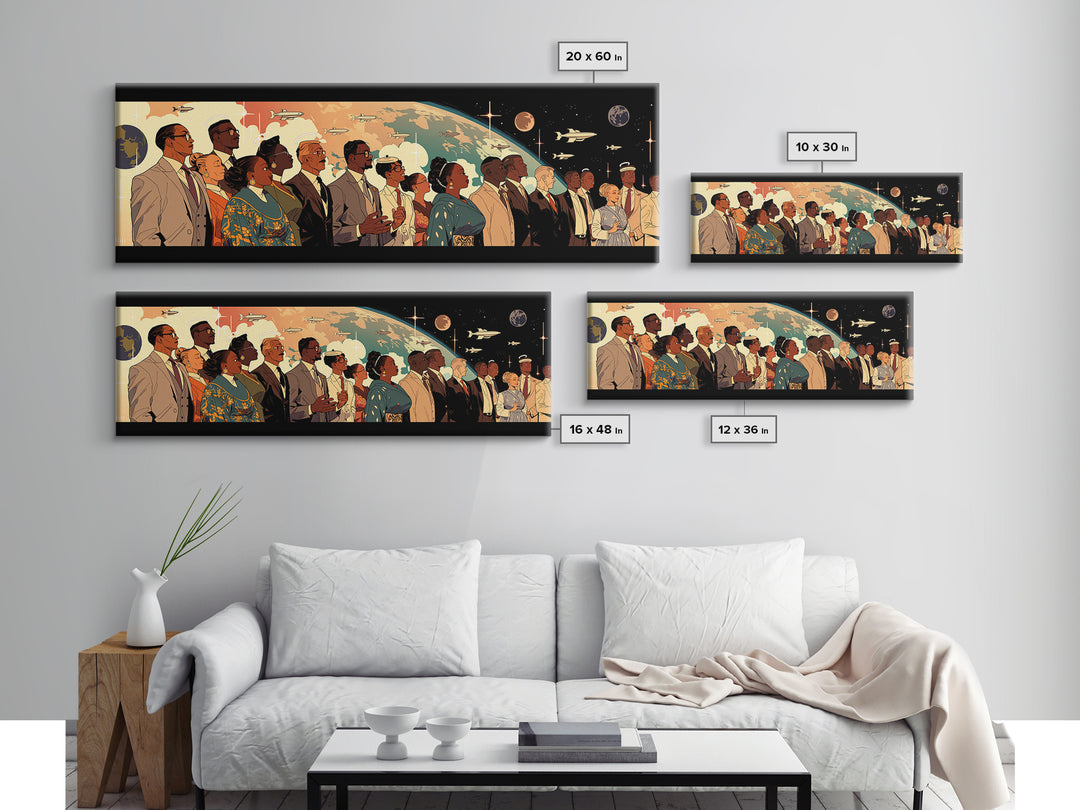 Afrofuturist Black Leaders Watching Space Canvas Print, African American Art, Black History Gift, Cultural Wall Art Decor