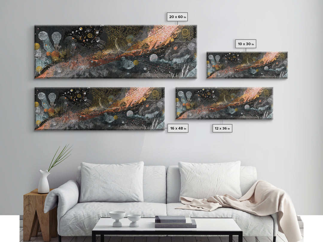 Black Gold Cosmic Abstract Canvas Print, Textured Galaxy Wall Decor, Modern Luxury Art, Bold Office And Living Room Decor