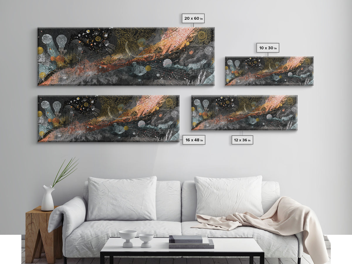 Black Gold Cosmic Abstract Canvas Print, Textured Galaxy Wall Decor, Modern Luxury Art, Bold Office And Living Room Decor