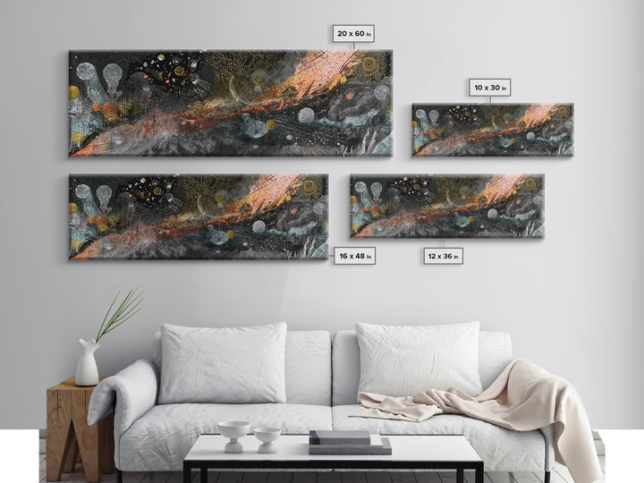Black Gold Cosmic Abstract Canvas Print, Textured Galaxy Wall Decor, Modern Luxury Art, Bold Office And Living Room Decor