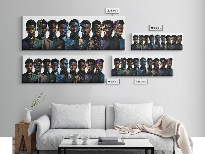 Afrofuturist Black Collective Portrait Wall Art, African American Art, Modern Afrocentric Decor, Bold Cultural Canvas Print