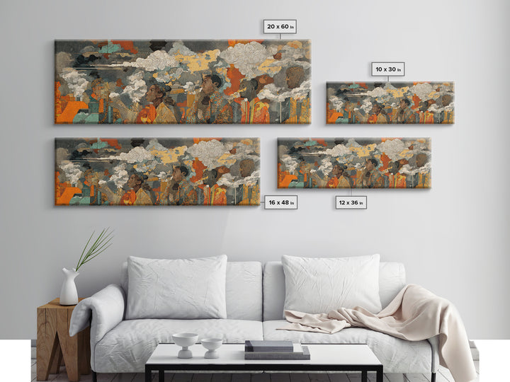 African Women Under Storm Clouds Wall Art, Cultural Portrait Canvas Print, Afrocentric Decor, Earth Tone Living Room Artwork