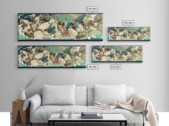 Heroic African Warriors At Sea Wall Art, Dynamic Cultural Canvas Print, Afrocentric Ocean Adventure Decor, Bold Statement Art