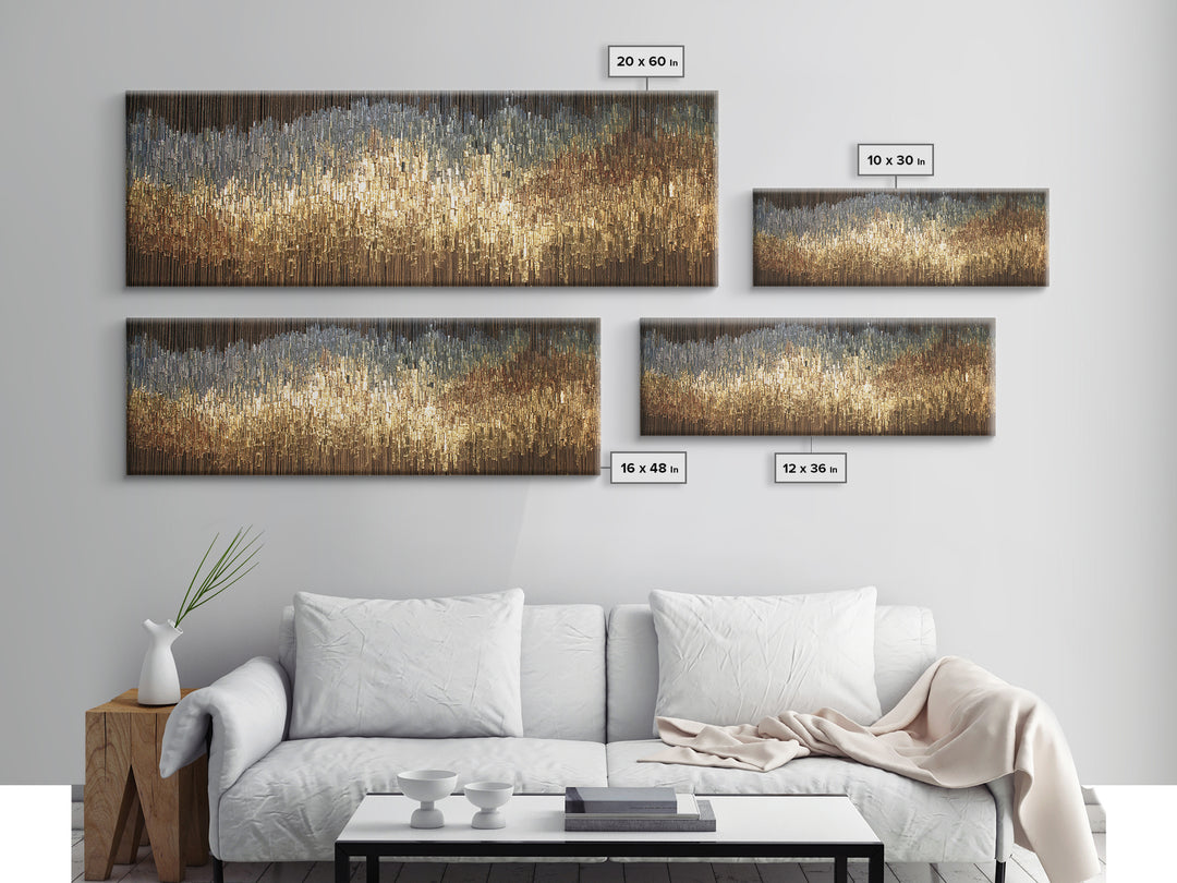 Gold Silver Vertical Light Abstract Canvas Print, Luxury Wall Art, Black And Gold Art, Modern Home Decor, Statement Piece