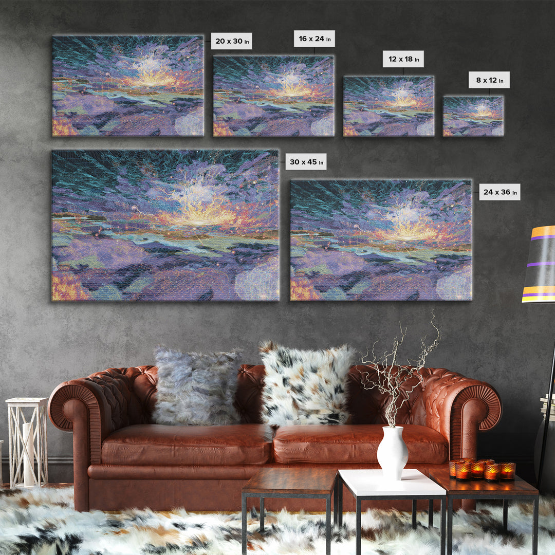 Electric Africa Map Network Canvas Print, Digital Art Africa, Abstract Wall Art, Afrofuturism Decor, Modern Office Decor