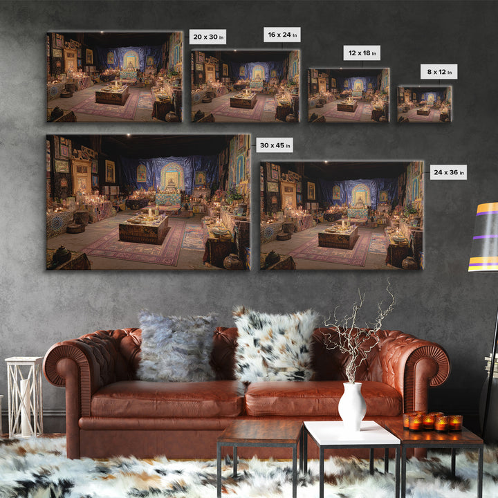 Candlelit Ancestral Ritual Room Wall Art, Afrocentric Tapestry Decor, Spiritual Wall Decor, African Home Decor Canvas Print