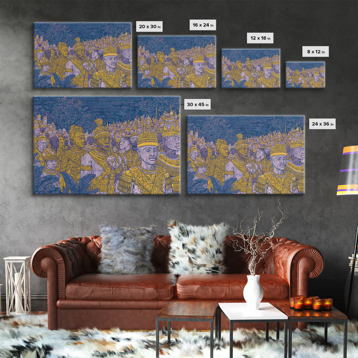 Golden African Kings And Queens Procession Wall Art, African Warrior Art, Black Culture Art, Tribal Queen Art, Bold Home Decor