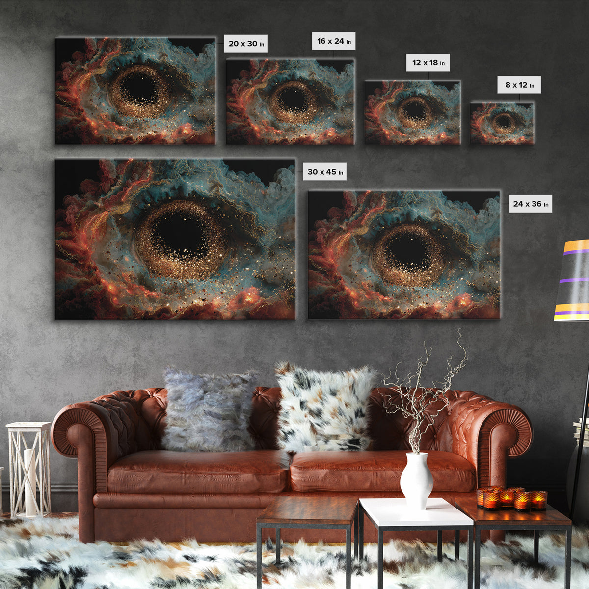 Colorful Nebula Black Hole Canvas Print, Dreamy Wall Art, Vibrant Abstract Art, Modern Canvas Art, Bold Unique Home Decor Gift