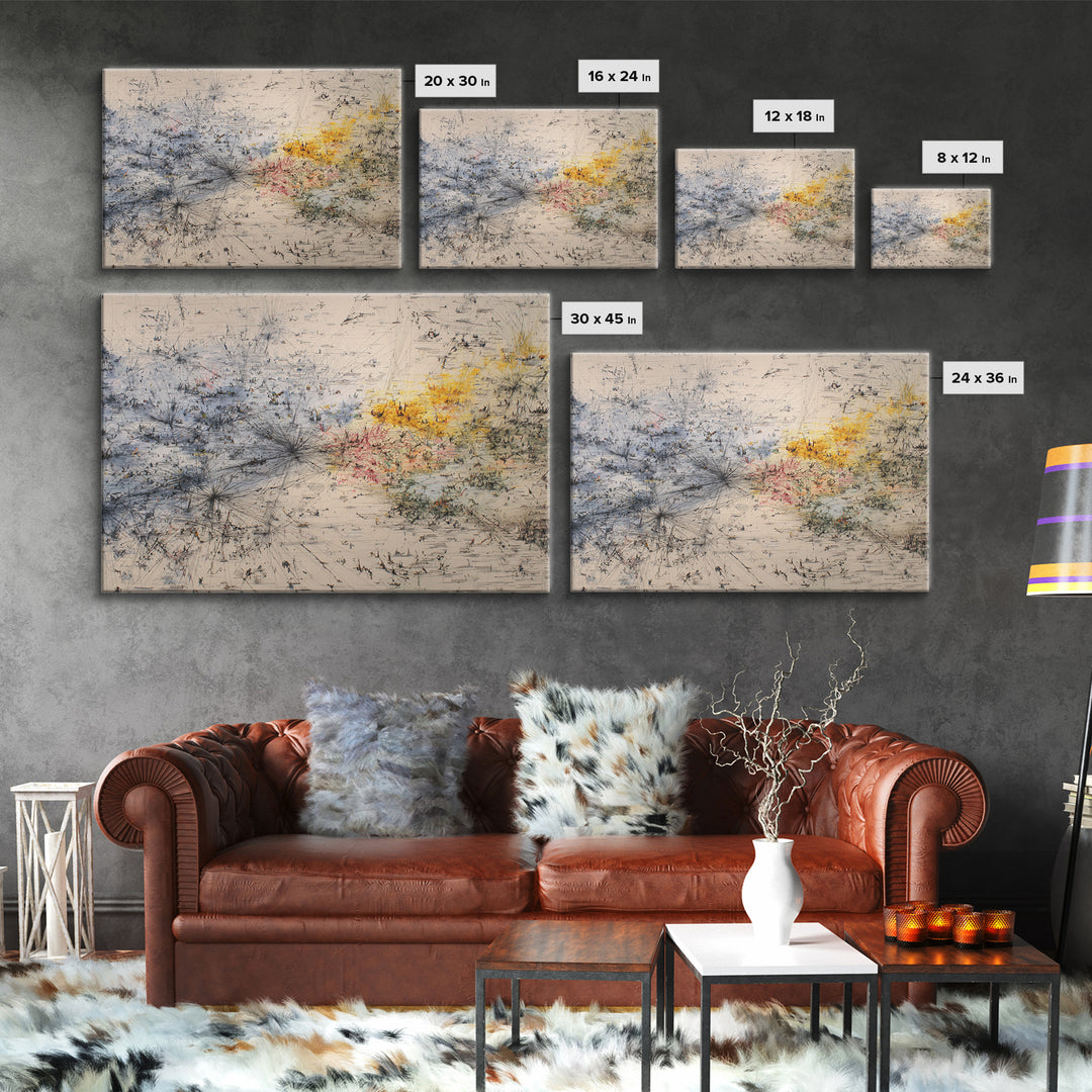 Minimal Abstract Field Canvas Print, Black And Gold Line Art, Modern Textured Neutral Wall Decor For Office And Home Gift