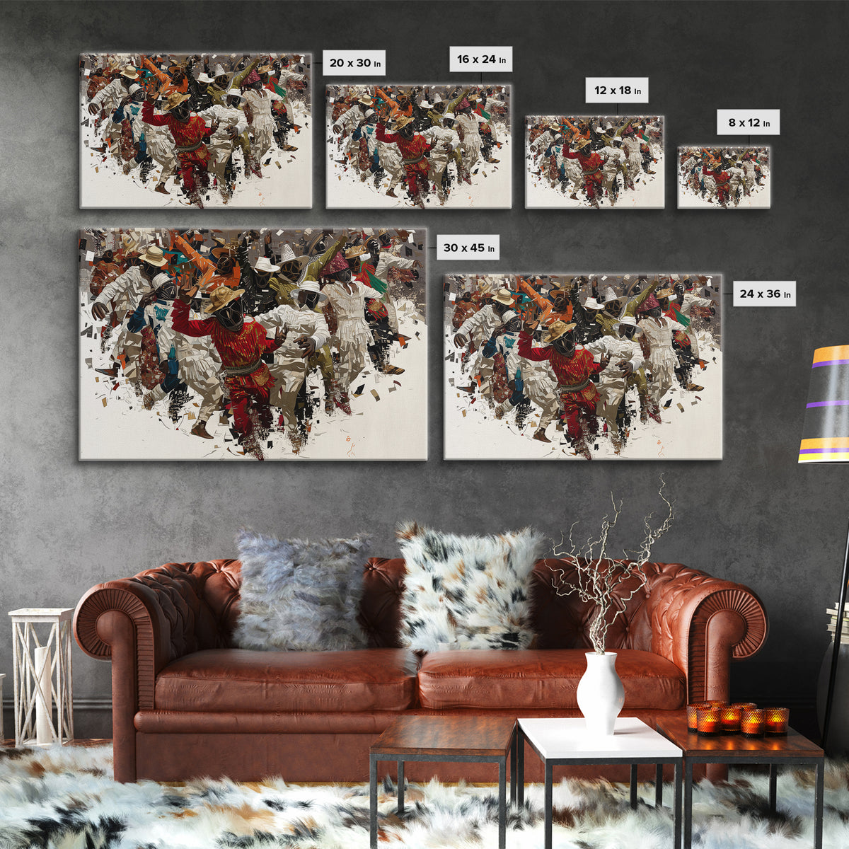 Joyful African Festival Dancers Wall Art, Afrocentric Celebration Canvas Print, Cultural Home Decor, Vibrant Black Artwork