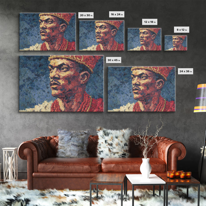 Young African Royal Portrait Wall Art, Red Crown Prince Painting, Black Man Portrait, Afrocentric Home Decor, Cultural Gift