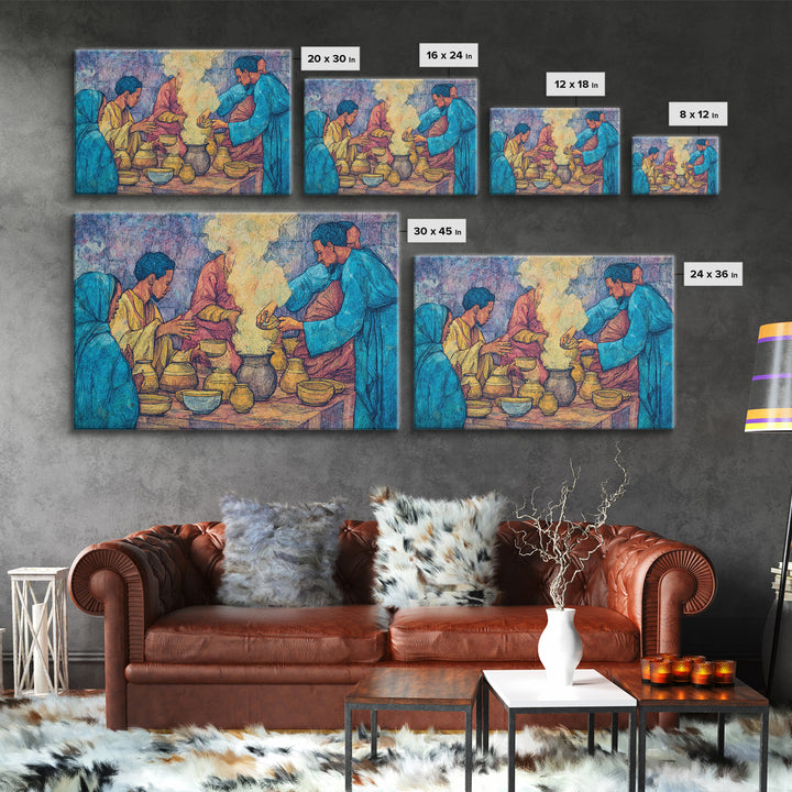 African Women Pottery Ritual Wall Art, Smoke Ceremony Painting, Cultural Kitchen Decor, Afrocentric Home Decor, Gift For Her