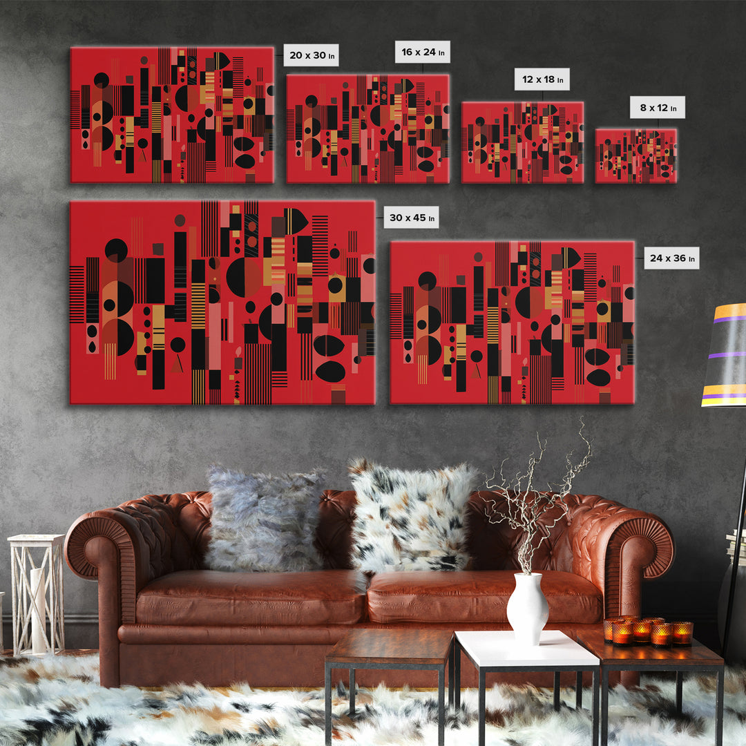 Red Black Geometric Abstract Wall Art, Modern African Art Print, Bold Urban Decor, Contemporary Canvas Print Statement Gift