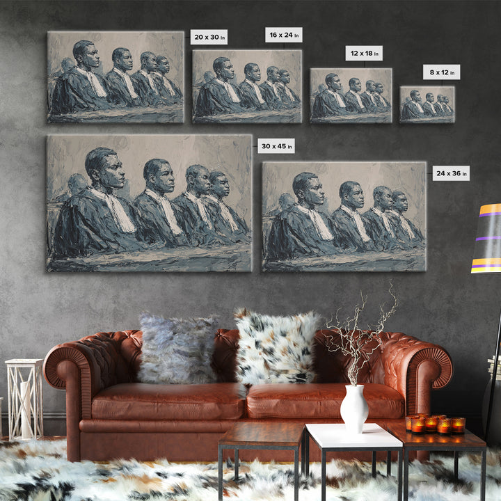 Distinguished Black Judges Framed Canvas Print, African American Art, Legal Portrait Wall Decor For Office And Study Room