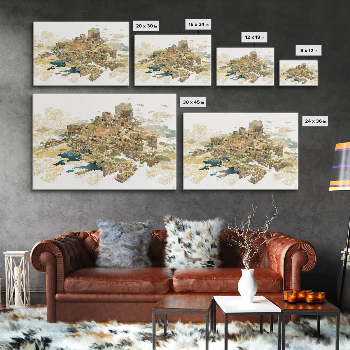 Floating Desert Megacity With Futuristic African Architecture Wall Art, Afrofuturism Decor, Modern Canvas Art For Office