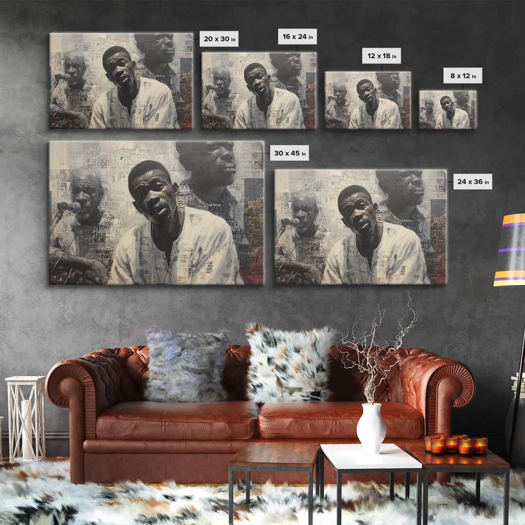 Textured Black Musicians Portrait Wall Art, African American Art Print, Black Culture Art, Modern Afrocentric Home Decor