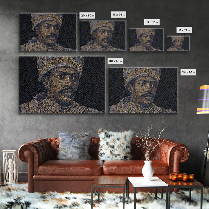 Regal African King Portrait Canvas Print, Black Man Art, African American Art, Gold Jewelry Canvas, Afrocentric Wall Decor