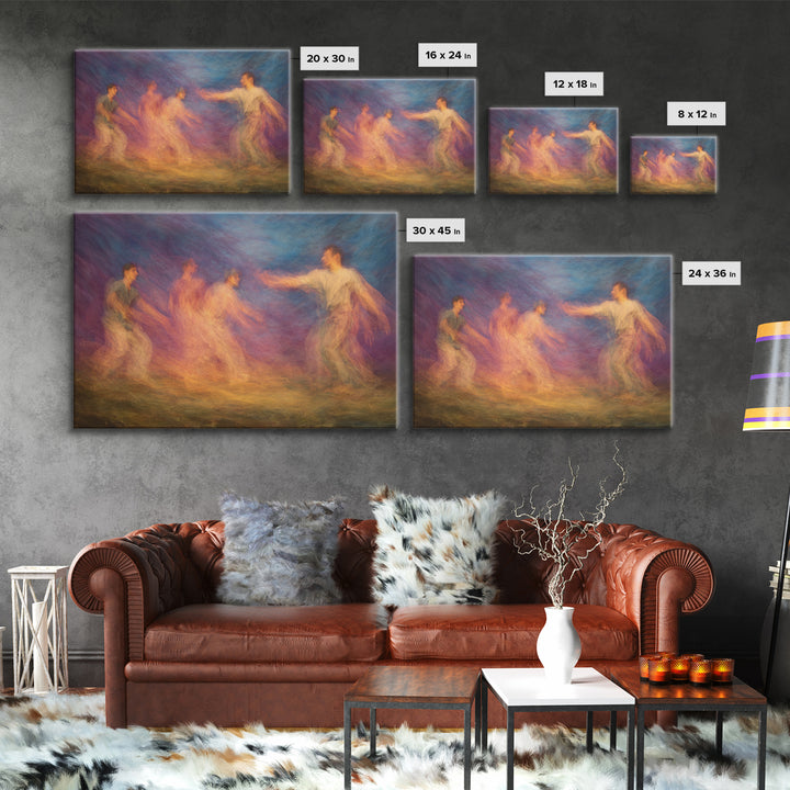 Colorful Spirit Dancers In Motion Wall Art, African Celebration Print, Abstract Ethnic Decor, Dreamy Modern Canvas Art Gift