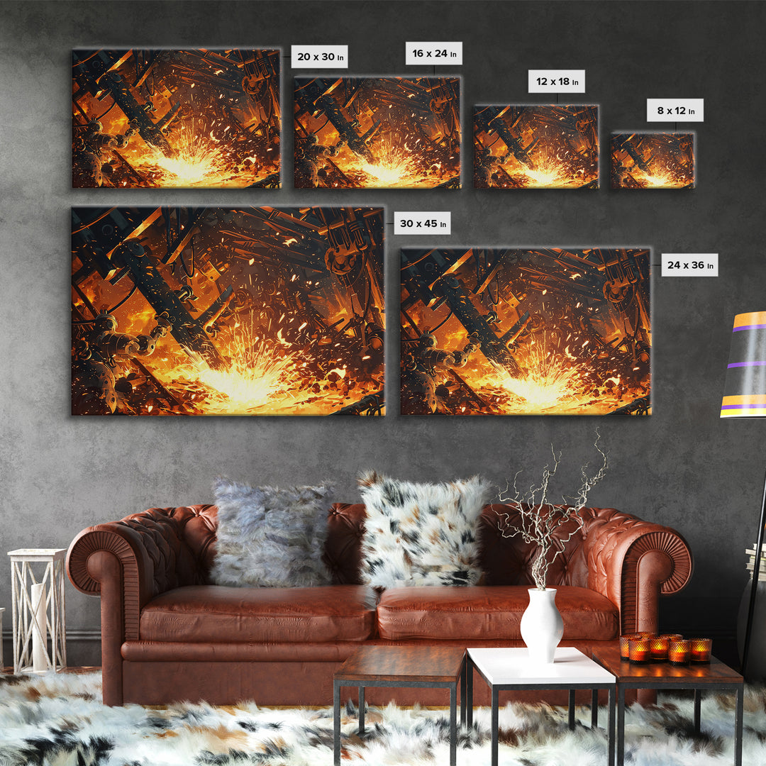 Robotic Molten Forge Canvas Print, Afrofuturism Decor, Industrial Wall Art, Modern Canvas Art, Bold Unique Home Decor Gift