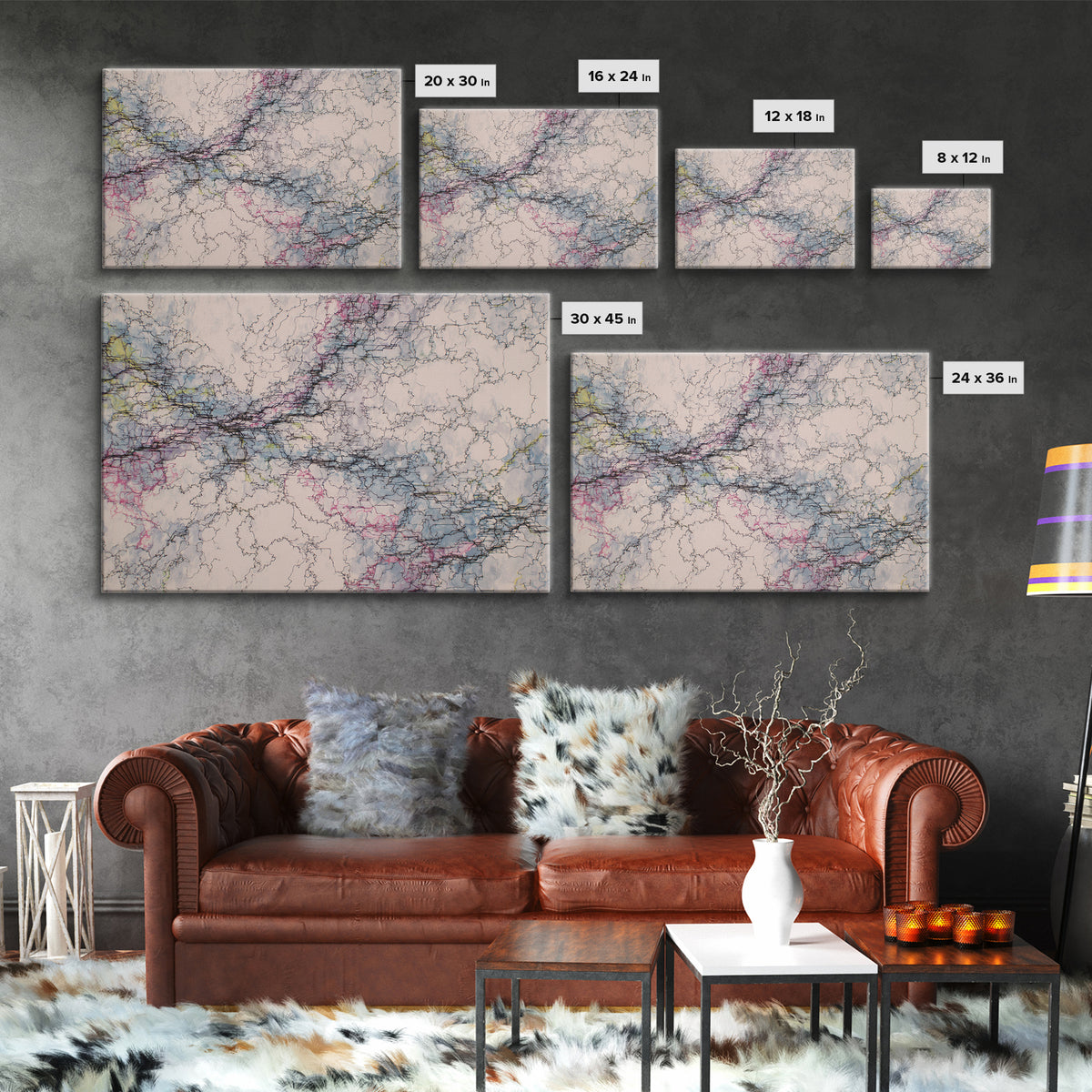 Soft Marble Vein Abstract Wall Art Minimalist African Abstract Digital Print Beige Blue Office Decor Modern Canvas Wall Art
