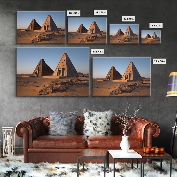 Nubian Desert Pyramids Photo Canvas Print African Landscape Wall Art Ancient African Art Decor Sudan Travel Poster Gift For Him