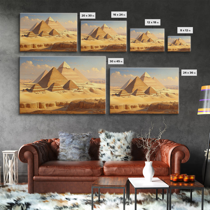 Golden Giza Pyramids At Sunrise Wall Art African Egyptian Art Print Desert Landscape Canvas Print Ancient Travel Decor Gift