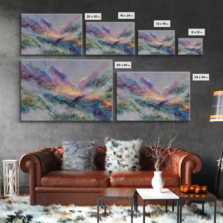 Colorful Abstract Mountain Light Canvas Print, African Art Abstract, Modern Wall Art, Luxury Home Decor, Textured Painting