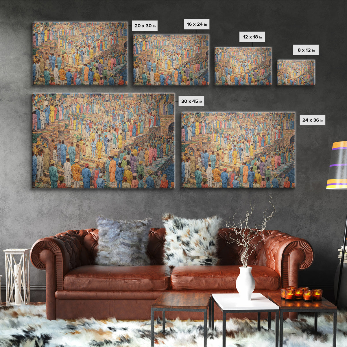 Colorful Pilgrimage Crowd Wall Art, African Culture Canvas Print, Vibrant Festival Scene, Cultural Home Decor Statement Piece