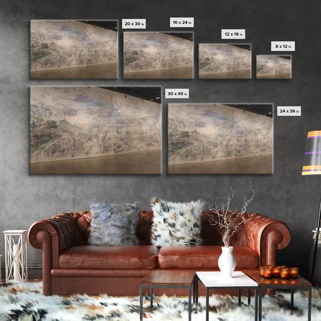 Panoramic Abstract City Mural Wall Art, Contemporary Canvas Print, Large Gallery Wall Decor, Modern Office Statement Piece