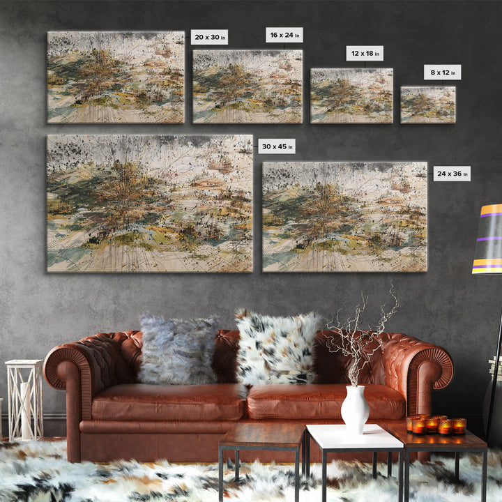 Abstract City Grid In Earth Tones Wall Art, Modern African Inspired Map Print, Contemporary Office Decor Canvas For Living Room