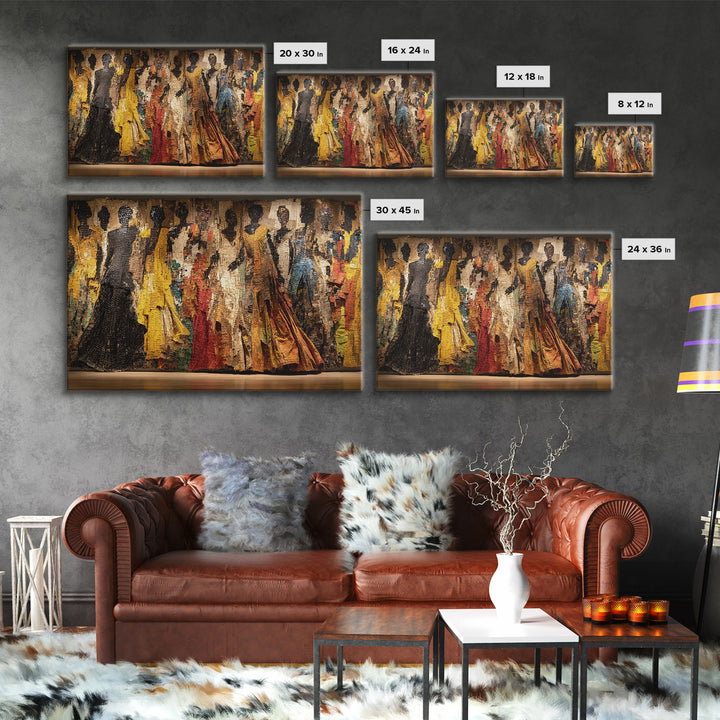 Elegant African Women Fashion Parade Wall Art, Textured Black Woman Art, African American Art, Luxury Canvas Decor, Statement Piece