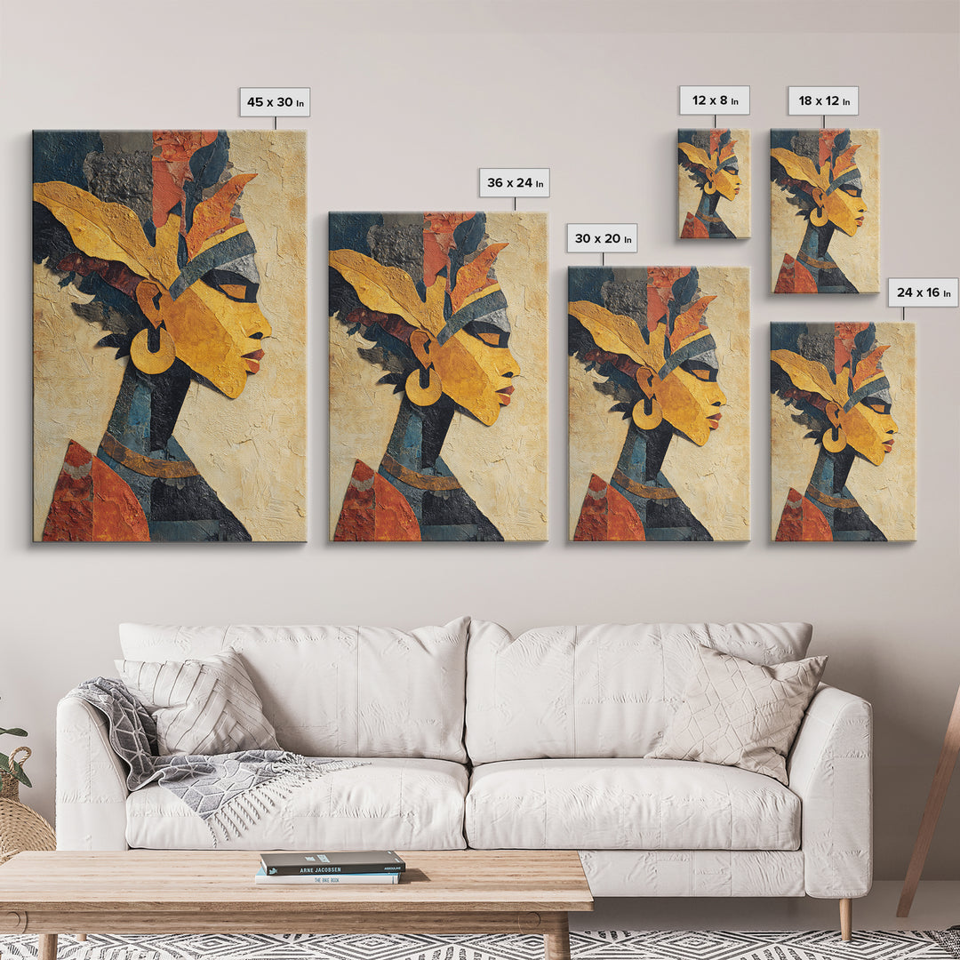 African Goddess Emerging from Botanical Forms and Canvas Print, African Inspired Art, Digital Art Prints, Living Room Decor, AIA-2x3-95