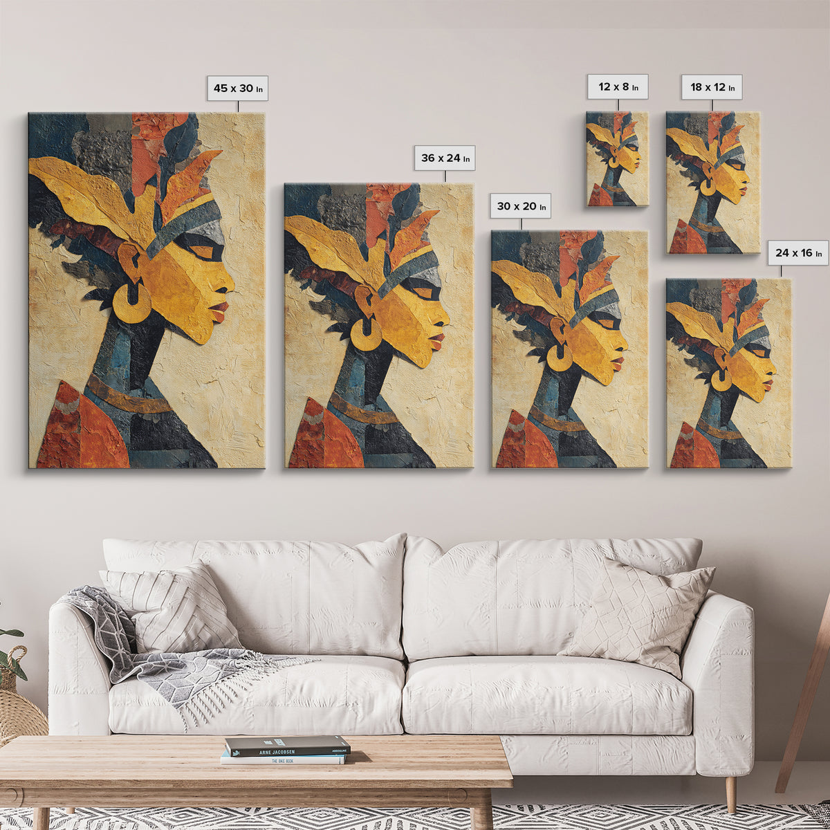 African Goddess Emerging from Botanical Forms and Canvas Print, African Inspired Art, Digital Art Prints, Living Room Decor, AIA-2x3-95