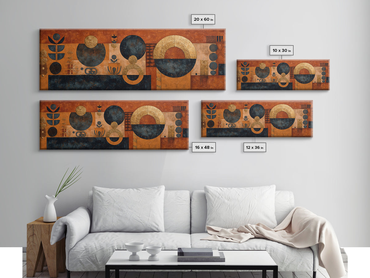 Mud Cloth Geometric Abstraction Canvas Print, African Inspired Art, Statement Artwork, Living Room Decor, Abstract Art, AIA-3x1-19