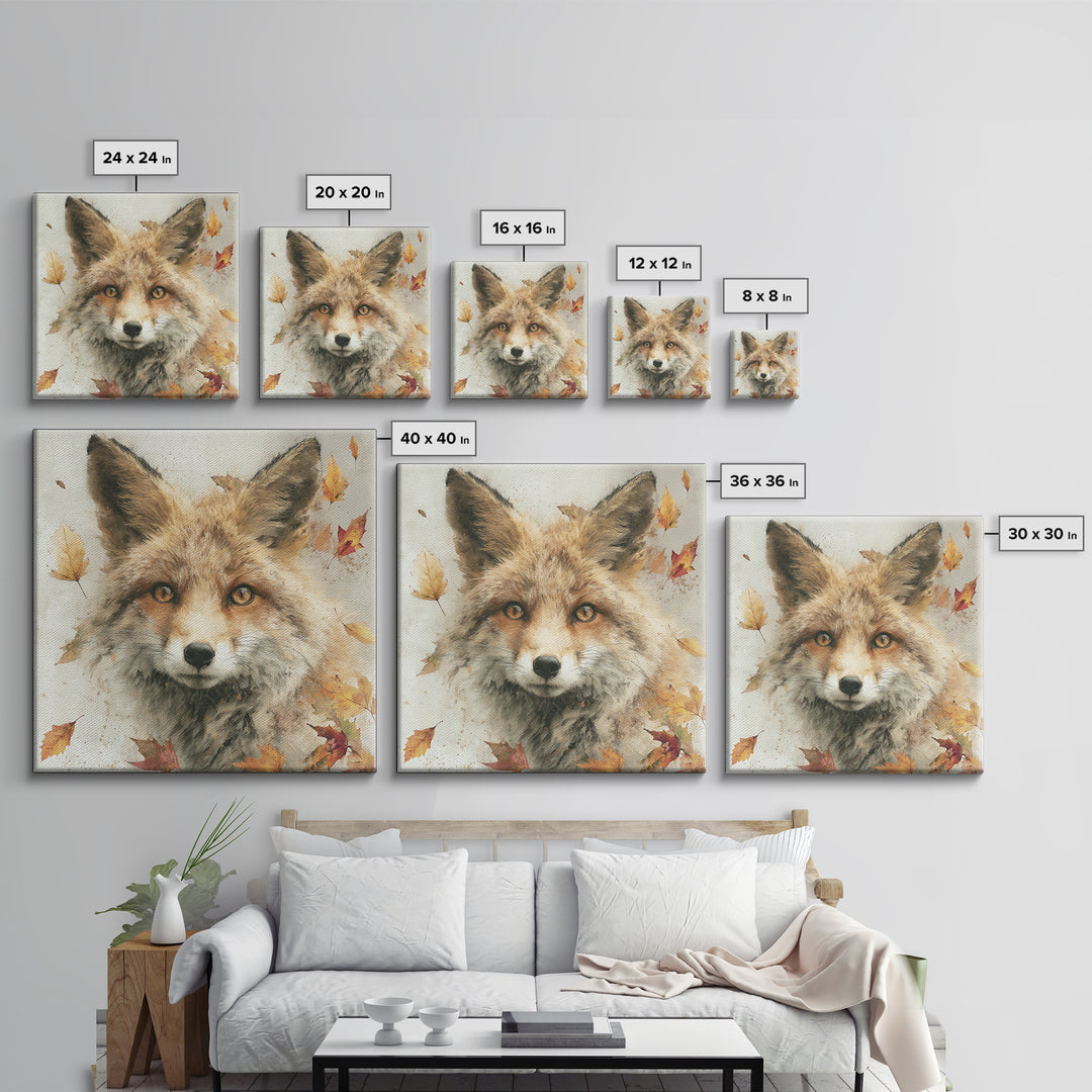 Dignified Fox Portrait Framed Canvas Print, Animal Art, Safari Nursery Decor, Living Room Decor, Fine Art, Creature, ANI-1x1-1