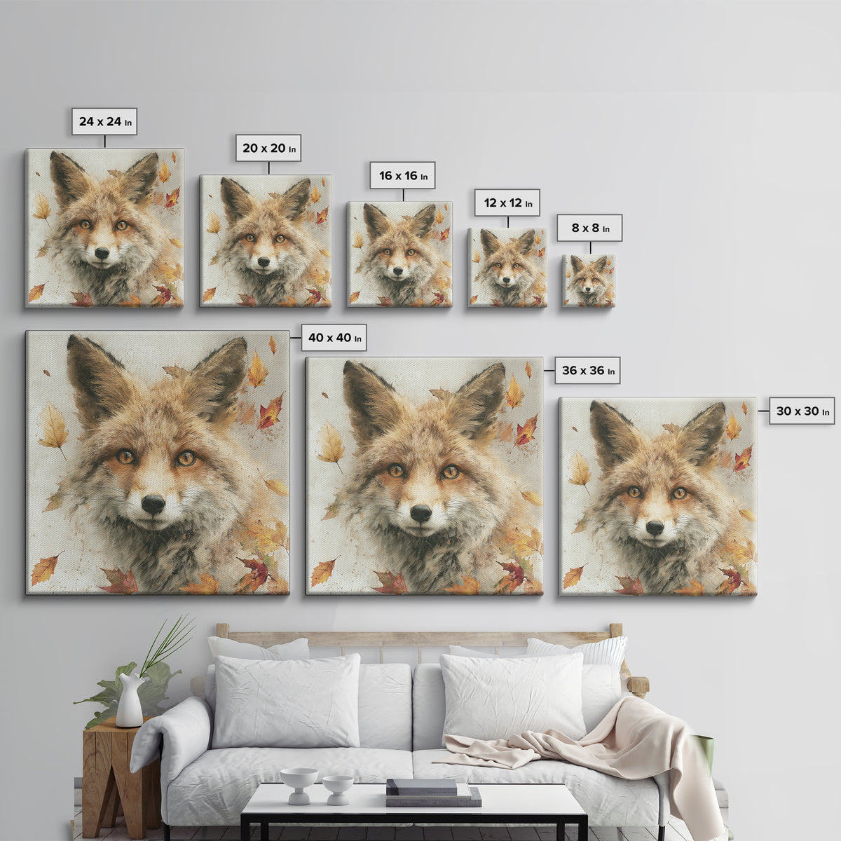 Dignified Fox Portrait Framed Canvas Print, Animal Art, Safari Nursery Decor, Living Room Decor, Fine Art, Creature, ANI-1x1-1