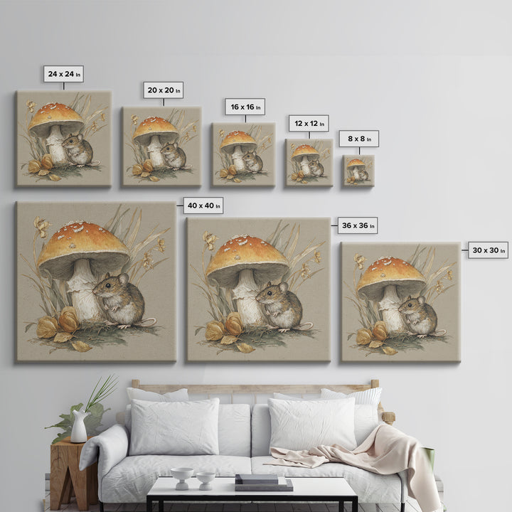 Tiny Field Mouse Canvas Print, Animal Art, Nursery, Living Room Decor, Fine Art, Creature, Modern Decor, Fine Art Print, ANI-1x1-10
