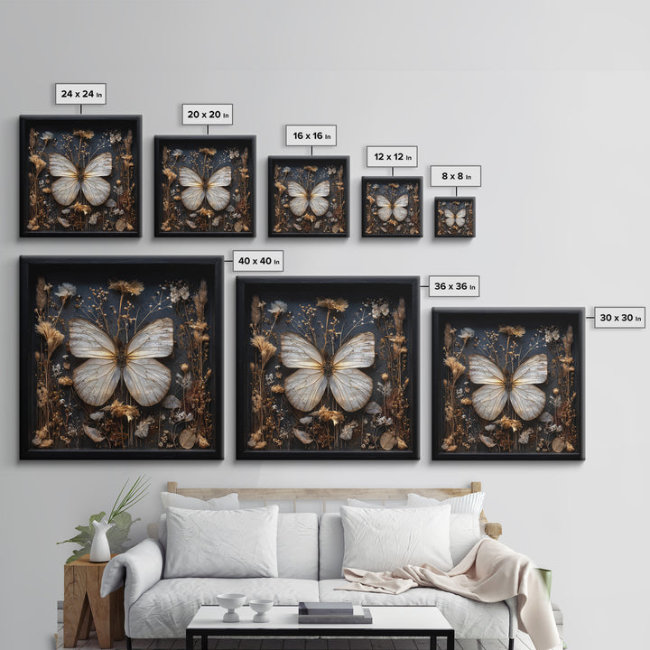 Butterfly Specimen Composition Canvas Print, Animal Art, Printable Wall Art, Living Room Decor, Creature, Boho Wall Art, ANI-1x1-23