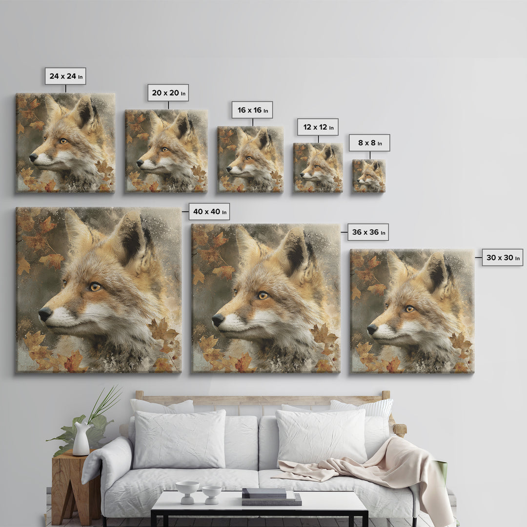 Dignified Fox Portrait Canvas Print, Animal Art, Modern Decor, Living Room Decor, Oil Painting, Creature, Home Decor, ANI-1x1-25