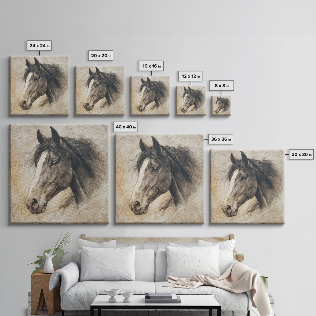 Majestic Horse Head Canvas Print, Animal Art, Original Painting, Living Room Decor, Abstract Art, Creature, Boho Wall Art, ANI-1x1-3
