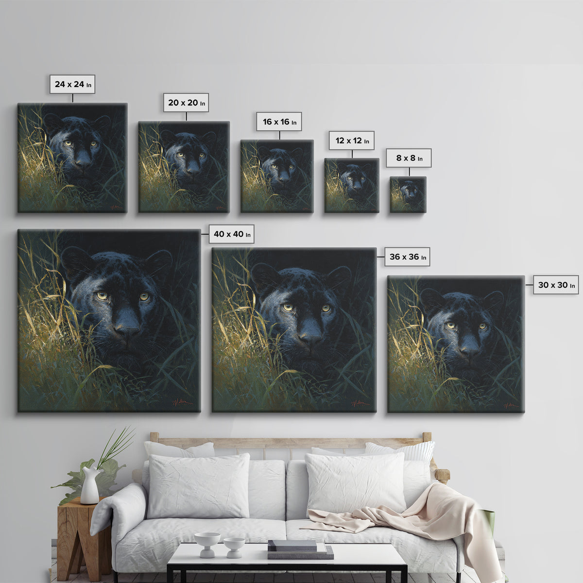 Dramatic Black Panther Emerging from Deep Jungle Canvas Print, Animal Art, Nursery Art, Living Room Decor, Oil Painting, ANI-1x1-30