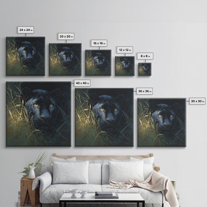 Dramatic Black Panther Emerging from Deep Jungle Canvas Print, Animal Art, Nursery Art, Living Room Decor, Oil Painting, ANI-1x1-30
