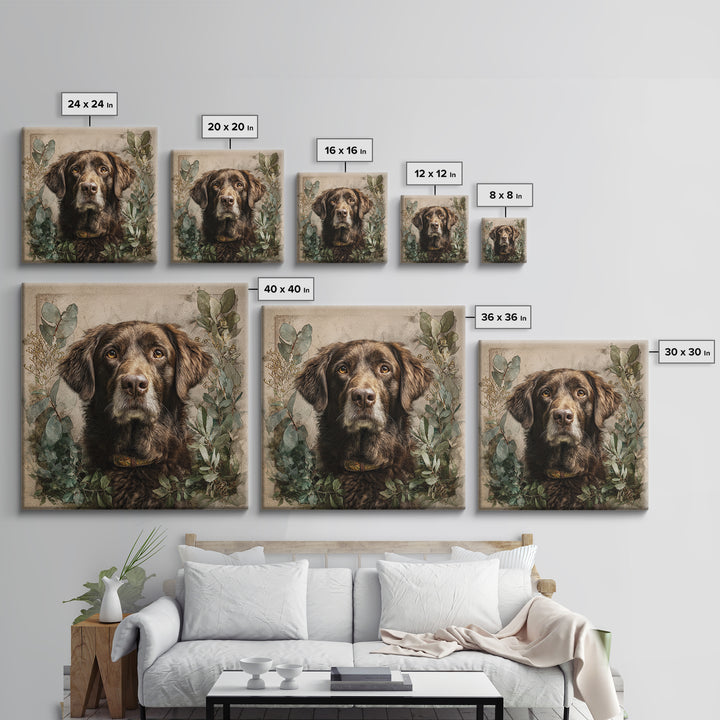 Dog Portrait with Painterly Collar and Loyal Framed Canvas Print, Animal Art, Downloadable Art, Living Room Decor, Creature, ANI-1x1-37