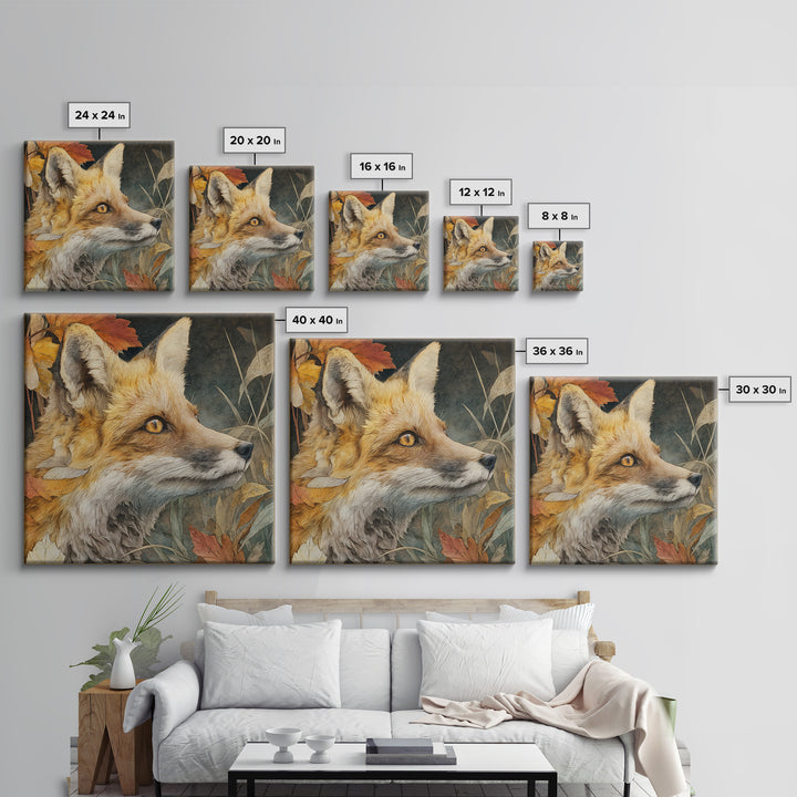Dignified Fox Portrait Framed Canvas Print, Animal Art, Art Print, Living Room Decor, Fine Art, Creature, Digital Art, ANI-1x1-73