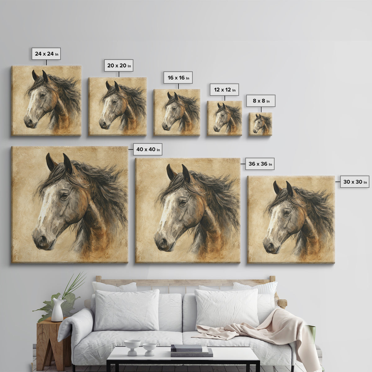 Majestic Horse Head Canvas Print, Animal Art, Modern Decor, Living Room Decor, Fine Art, Creature, Home Decor, Wall Decor, ANI-1x1-75
